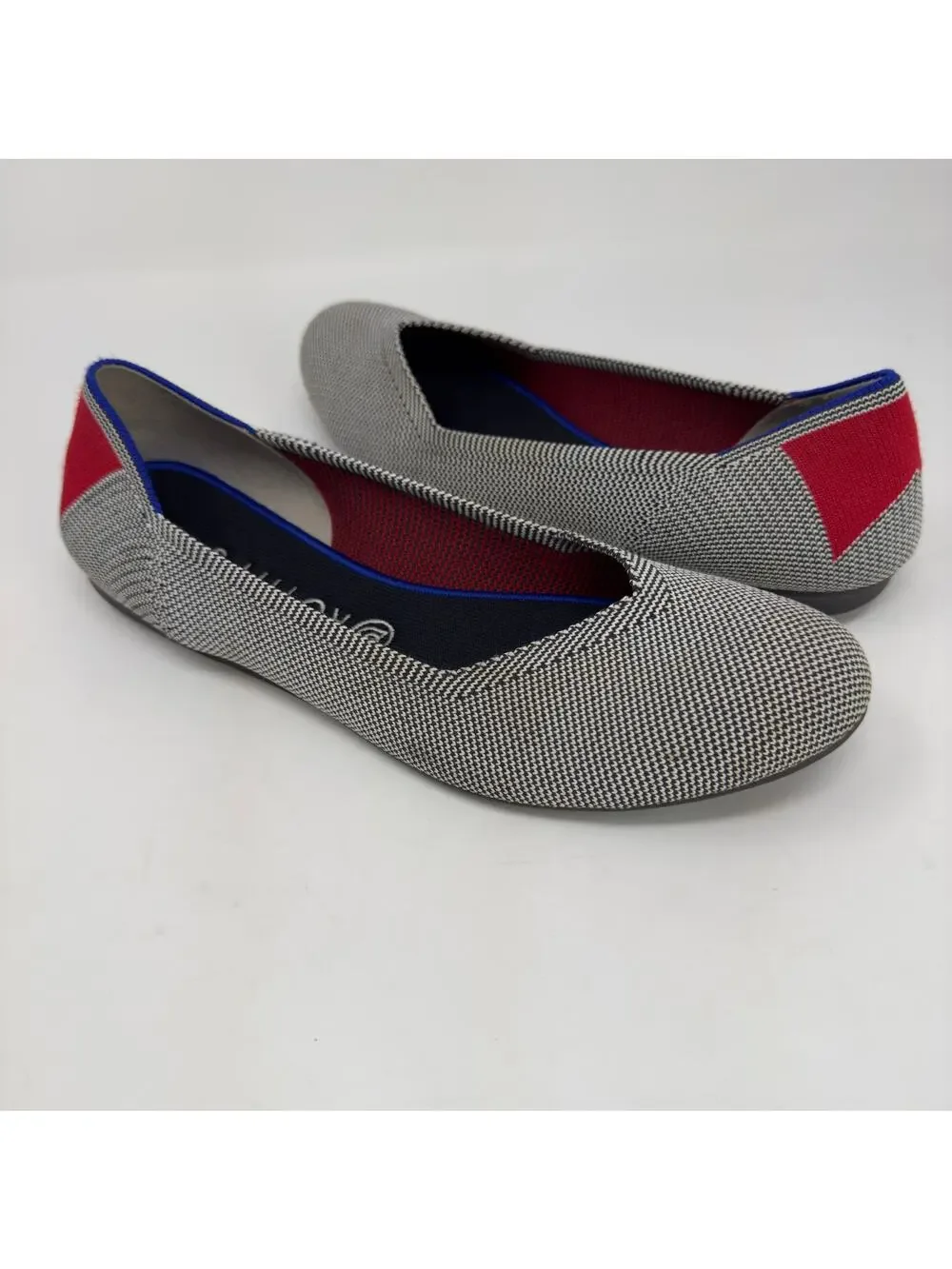 Rothy's Shale Cherry Ribbon Stripe Ballet Flats 10.5